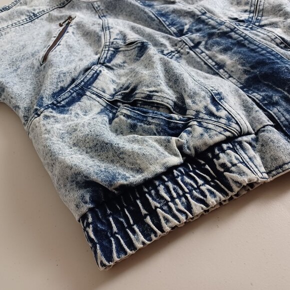 Giacca Blues 80s Acid-wash Denim Bomber Jacket - Picture 5 of 16